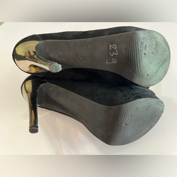 Michael Kors Black Suede Peep-Toe Heels - Picture 4 of 9